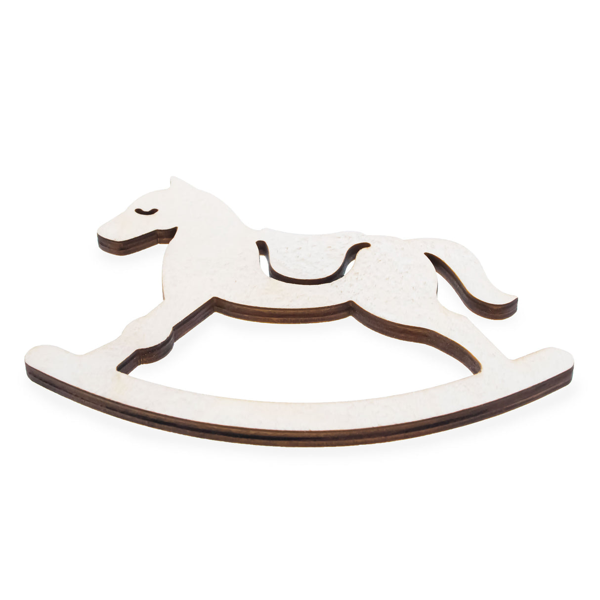 Wood Unfinished Wooden Rocking Horse Shape Cutout DIY Craft 4.4 Inches in Beige color