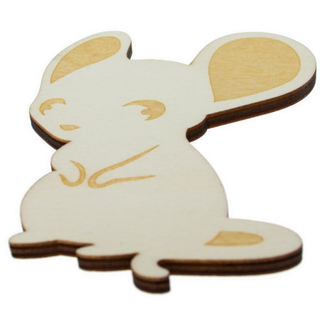 Wood Unfinished Wooden Mouse Shape Cutout DIY Craft 4.6 Inches in Beige color
