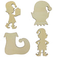 Set of 4 Unfinished Wooden Elf Shape Cutout DIY Craft 5 Inches in Beige color,  shape