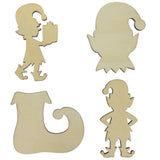 Wood Set of 4 Unfinished Wooden Elf Shape Cutout DIY Craft 5 Inches in Beige color