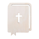 Unfinished Wooden Bible Shape Cutout DIY Craft 4.8 Inches in Beige color