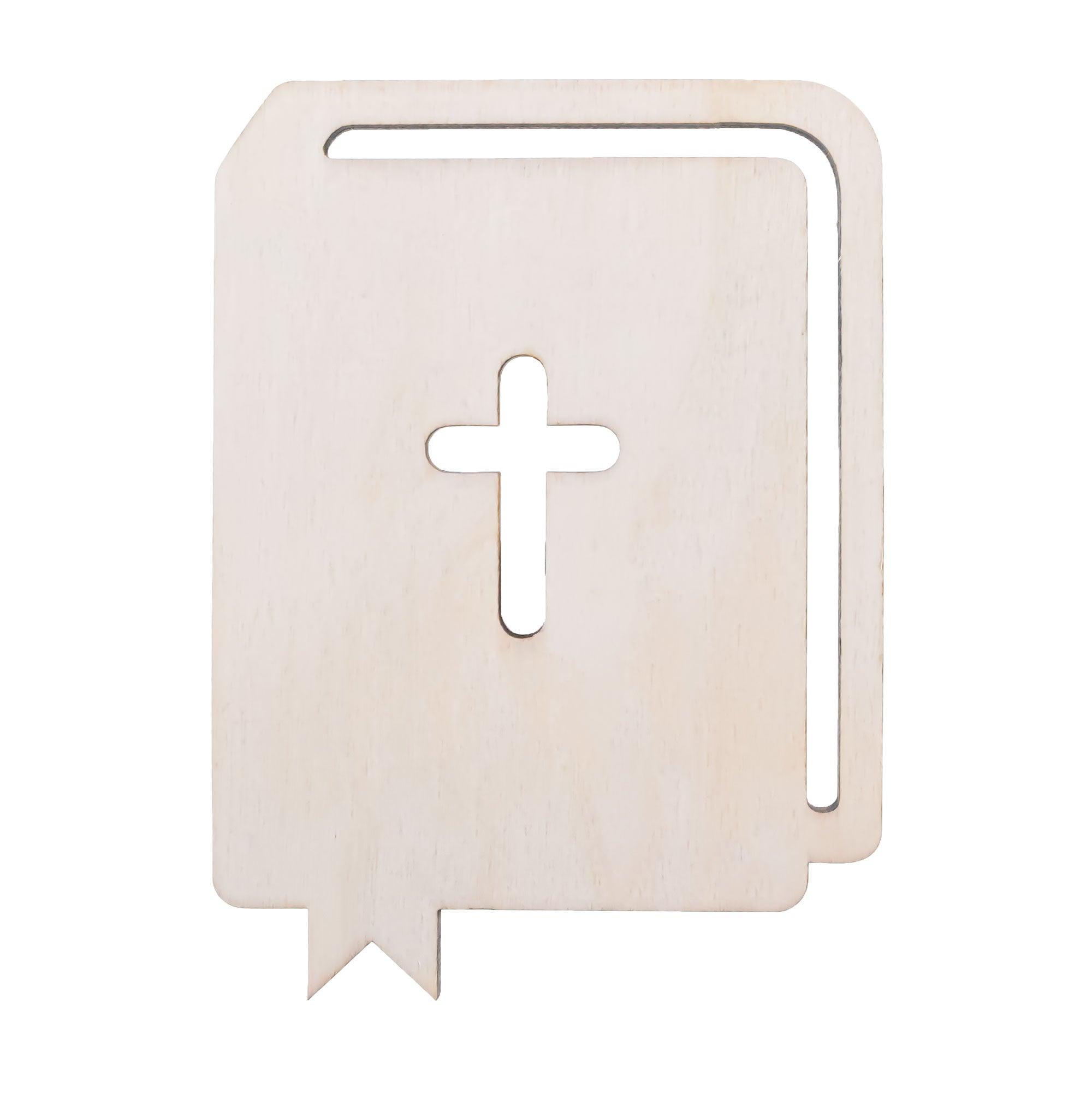 Unfinished Wooden Bible Shape Cutout DIY Craft 4.8 Inches in Beige color