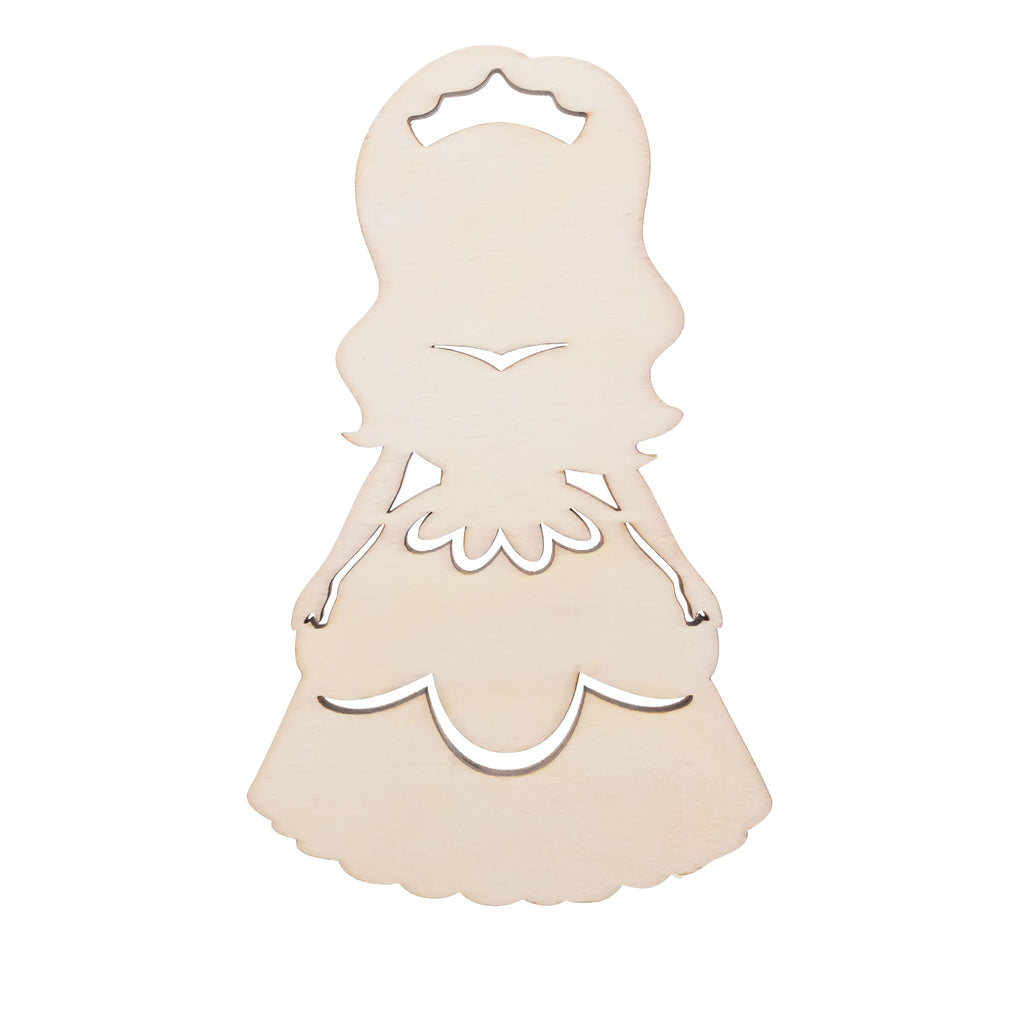 Unfinished Wooden Princess Shape Cutout DIY Craft 5.1 Inches in Beige color