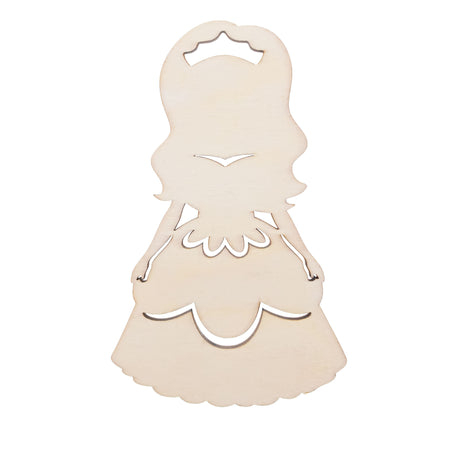 Unfinished Wooden Princess Shape Cutout DIY Craft 5.1 Inches in Beige color