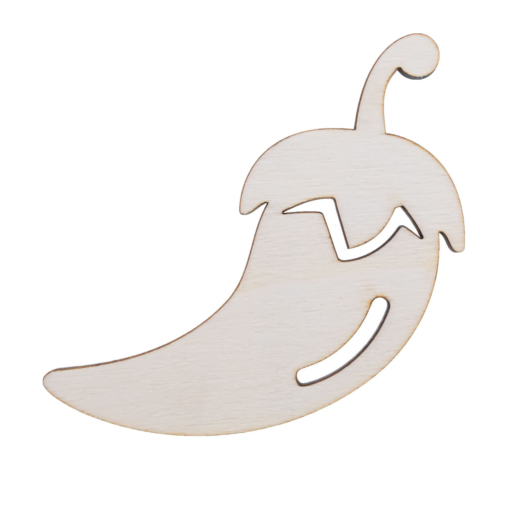 Unfinished Wooden Pepper Cutout DIY Craft 4.8 Inches in Beige color