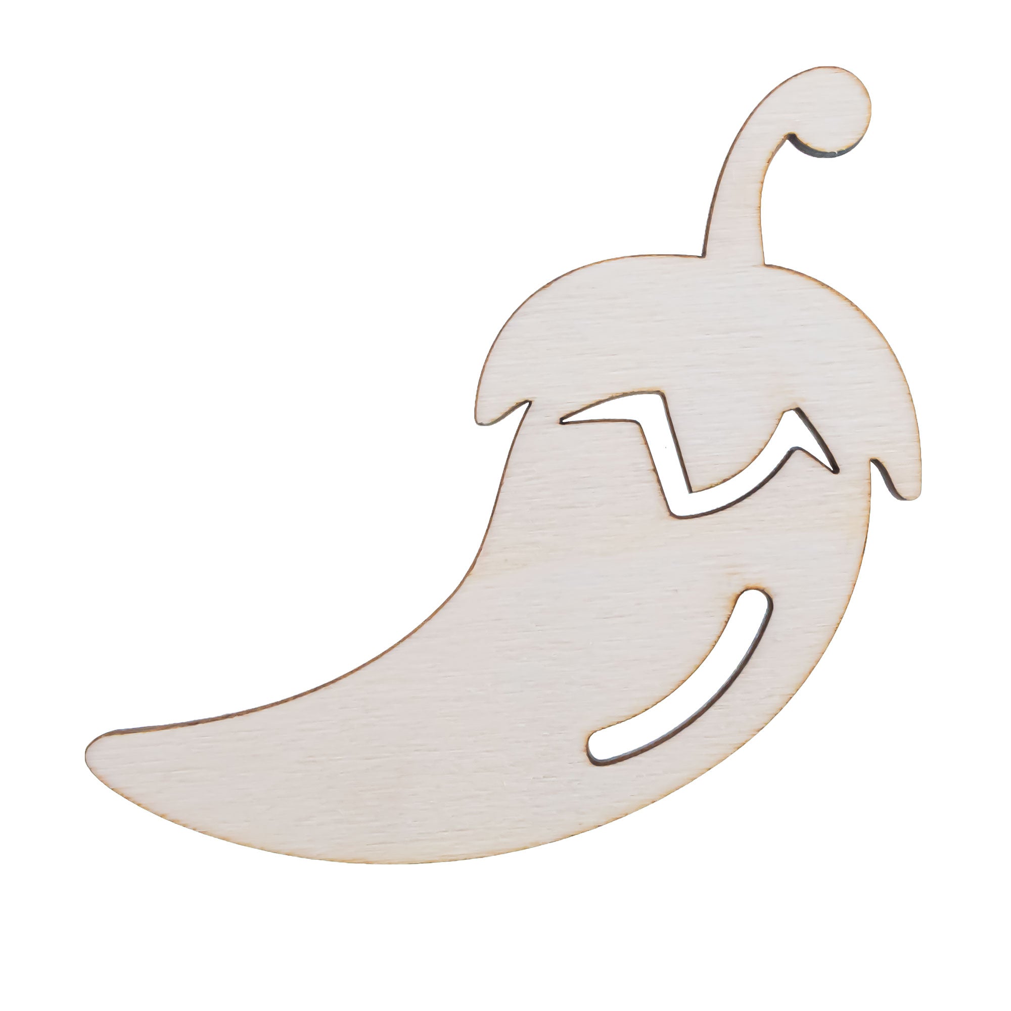Unfinished Wooden Pepper Cutout DIY Craft 4.8 Inches in Beige color