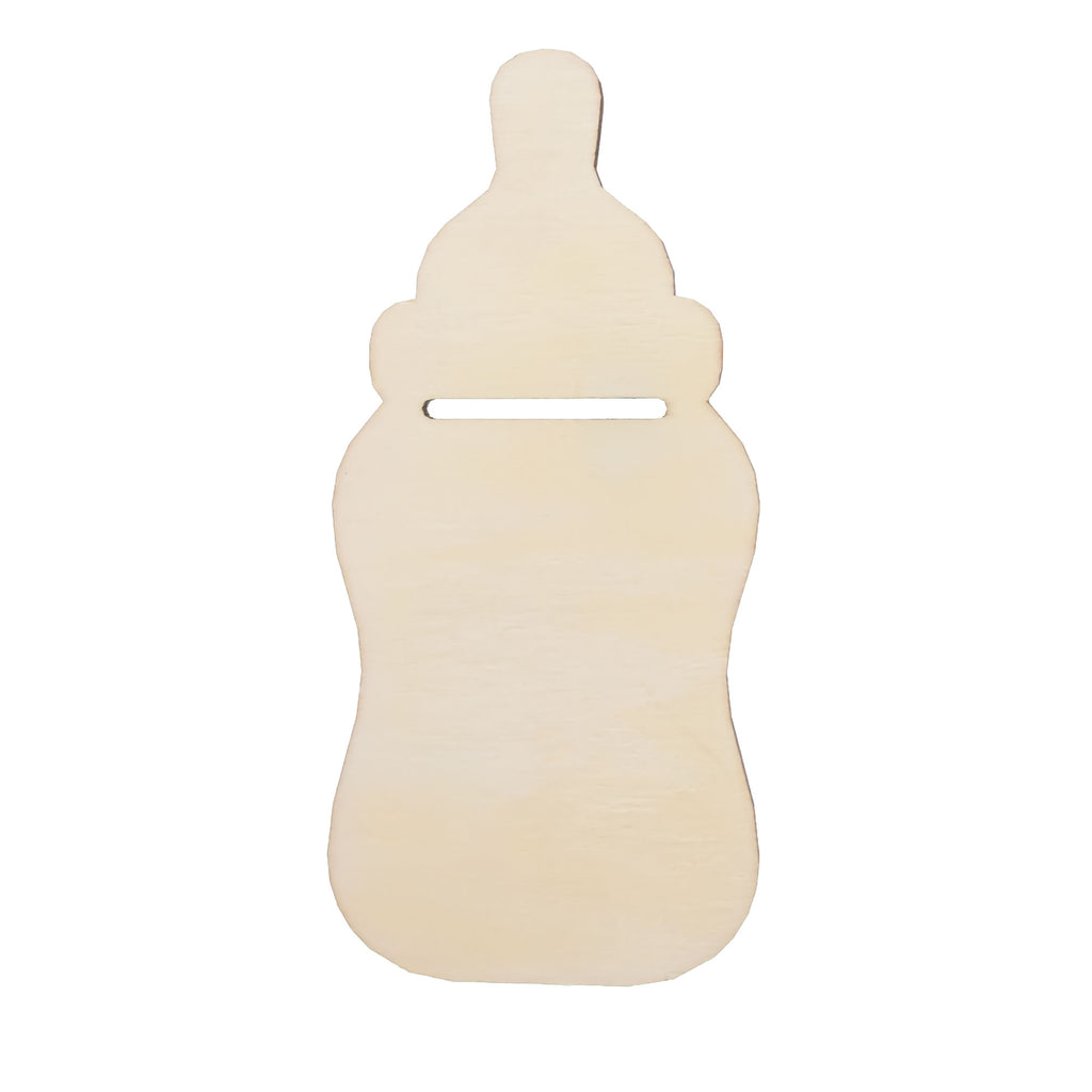 Unfinished Wooden Baby Bottle Cutout DIY Craft 5.4 Inches in Beige color
