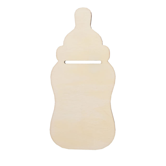Unfinished Wooden Baby Bottle Cutout DIY Craft 5.4 Inches in Beige color