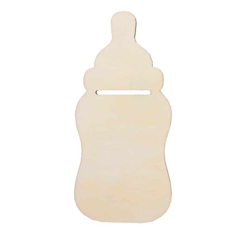 Unfinished Wooden Baby Bottle Cutout DIY Craft 5.4 Inches in Beige color