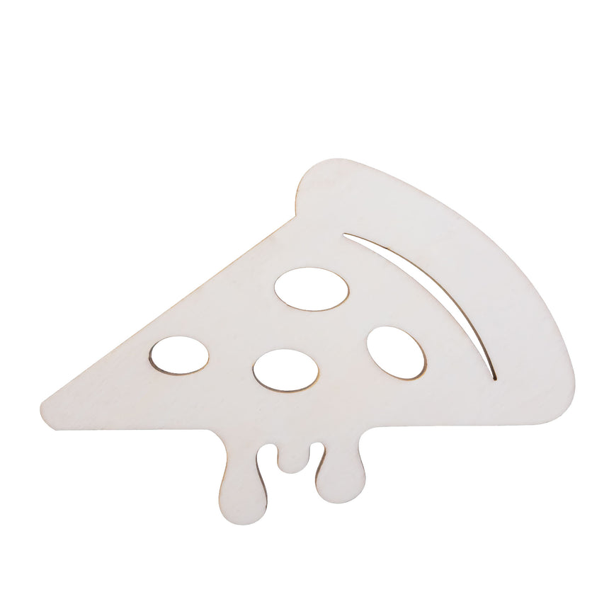 Unfinished Wooden Pizza Cutout DIY Craft 5.75 Inches in Beige color
