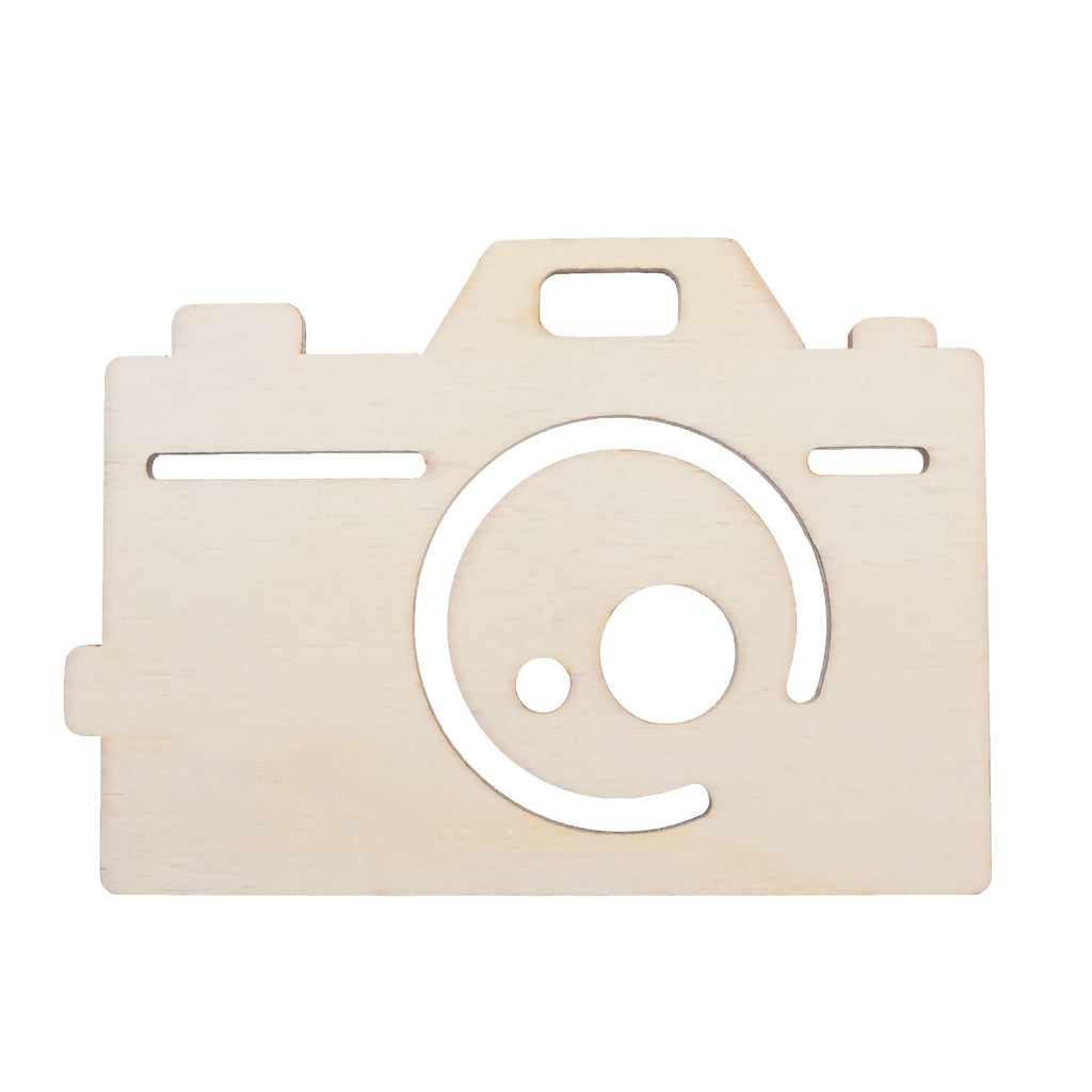 Unfinished Wooden Camera Cutout DIY Craft 4.85 Inches in Beige color