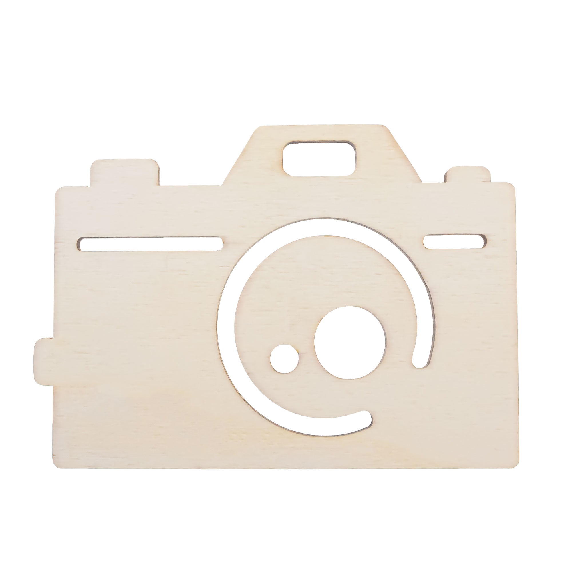 Unfinished Wooden Camera Cutout DIY Craft 4.85 Inches in Beige color