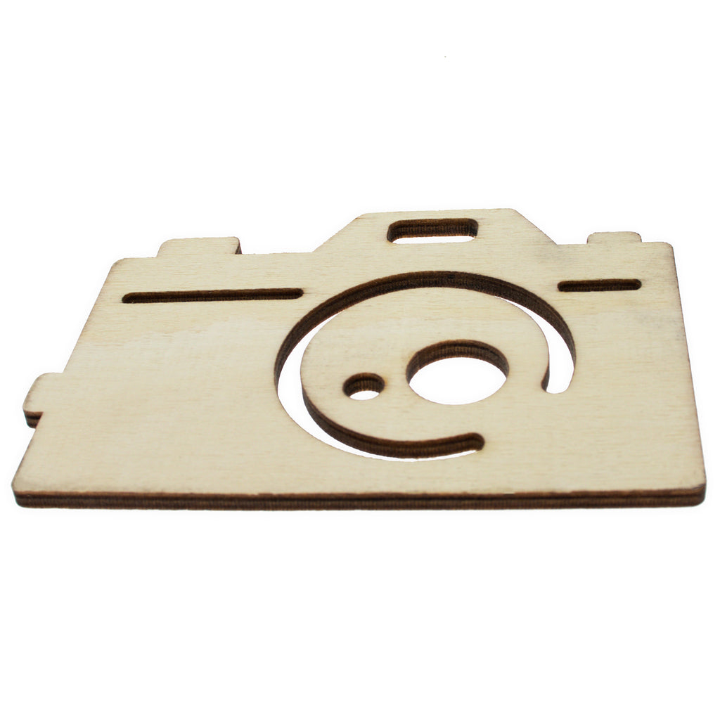 Wood Unfinished Wooden Camera Cutout DIY Craft 4.85 Inches in Beige color