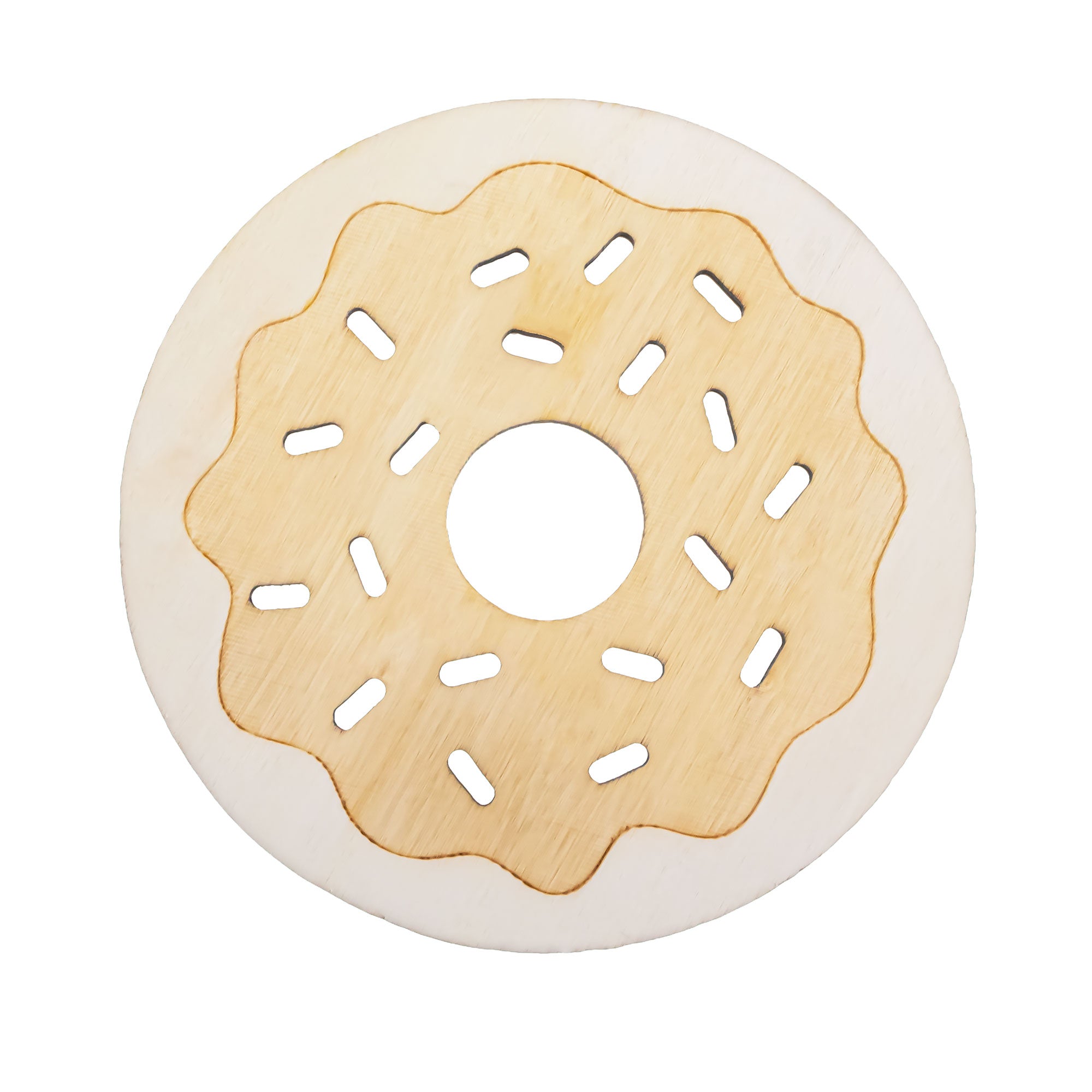 Unfinished Wooden Donut Cutout DIY Craft 4.2 Inches in Beige color Round
