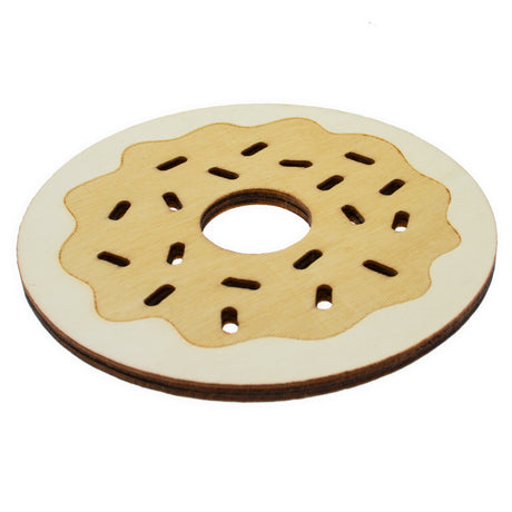 Unfinished Wooden Donut Cutout DIY Craft 4.2 Inches in Beige color, Round shape