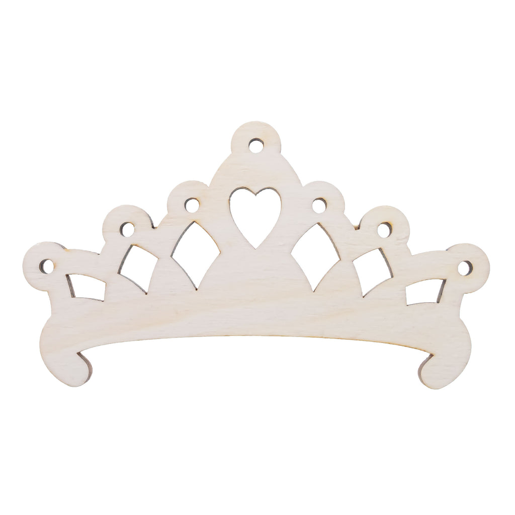 Unfinished Wooden Crown Cutout DIY Craft 5.4 Inches in Beige color