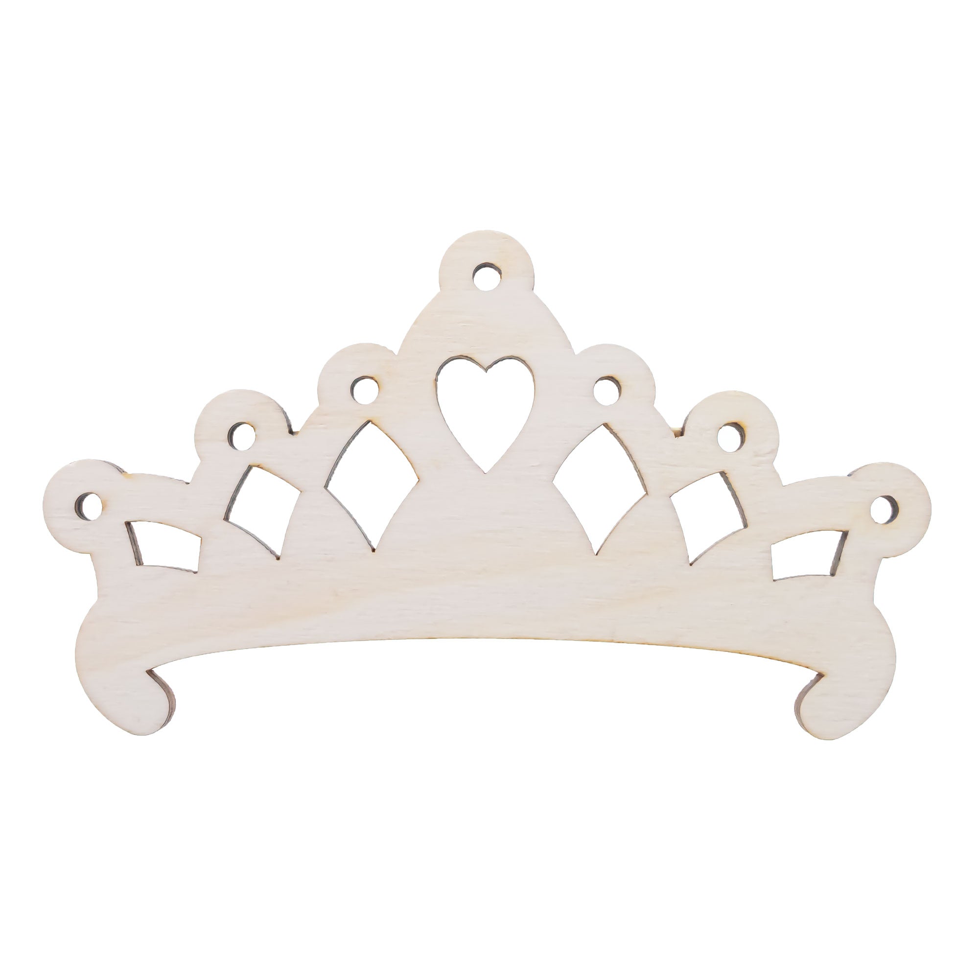 Unfinished Wooden Crown Cutout DIY Craft 5.4 Inches in Beige color