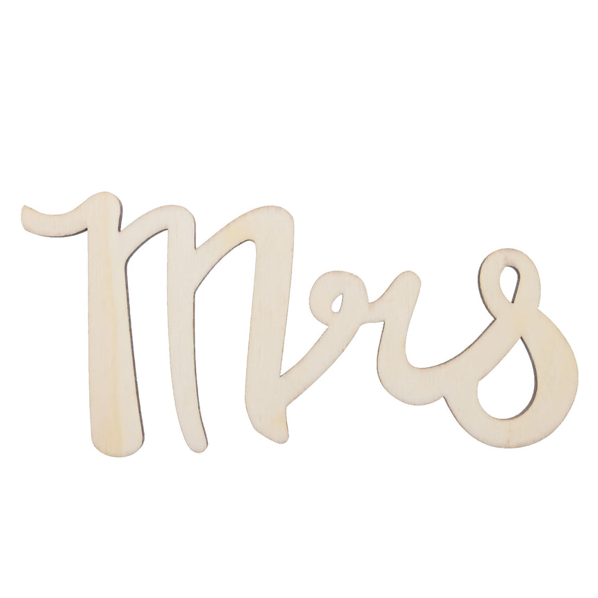 Unfinished Wooden Mrs Cutout DIY Craft 5.5 Inches in Beige color