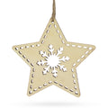 Unfinished Wooden Star Ornament with Snowflake DIY Craft 4 Inches in Beige color Star