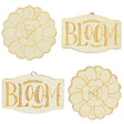 Wood Set of 4 Unfinished Wooden Etched Flower Bloom Cutout DIY Craft 4.9 Inches in Beige color