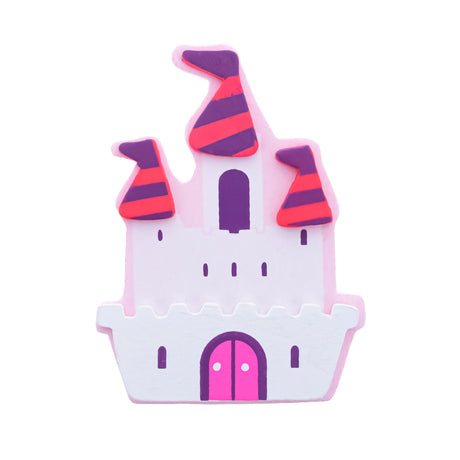 Painted Wooden Princess Castle Cutout DIY Craft 4 Inches in Pink color