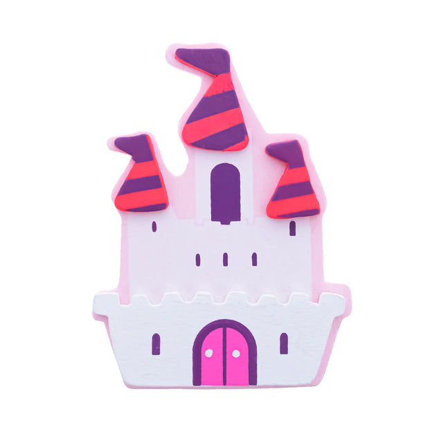 Painted Wooden Princess Castle Cutout DIY Craft 4 Inches in Pink color