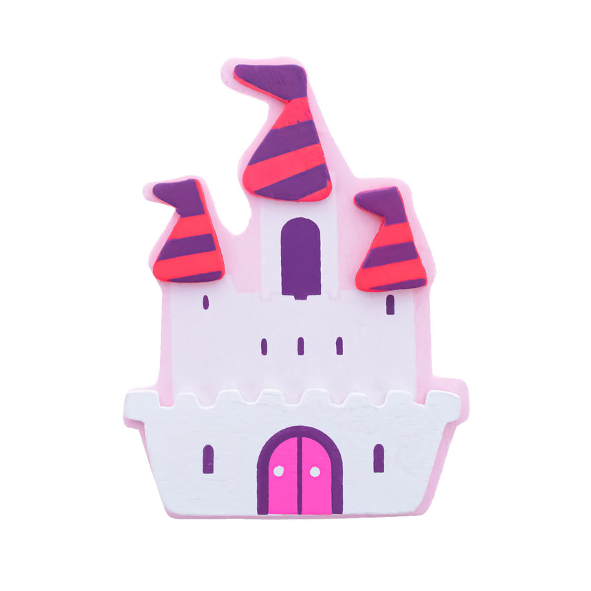 Painted Wooden Princess Castle Cutout DIY Craft 4 Inches in Pink color