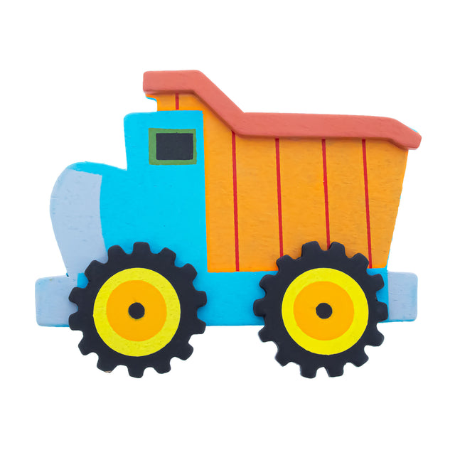 Painted Wooden Dump Truck Cutout DIY Craft 4.6 Inches in Multi color