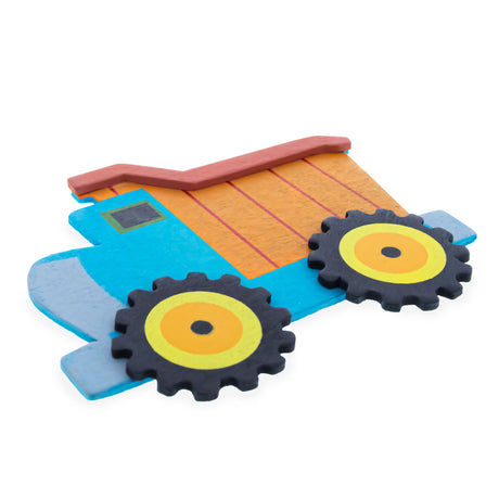 Wood Painted Wooden Dump Truck Cutout DIY Craft 4.6 Inches in Multi color