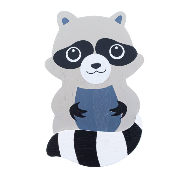 Painted Wooden Raccoon Cutout DIY Craft 4.1 Inches in Gray color