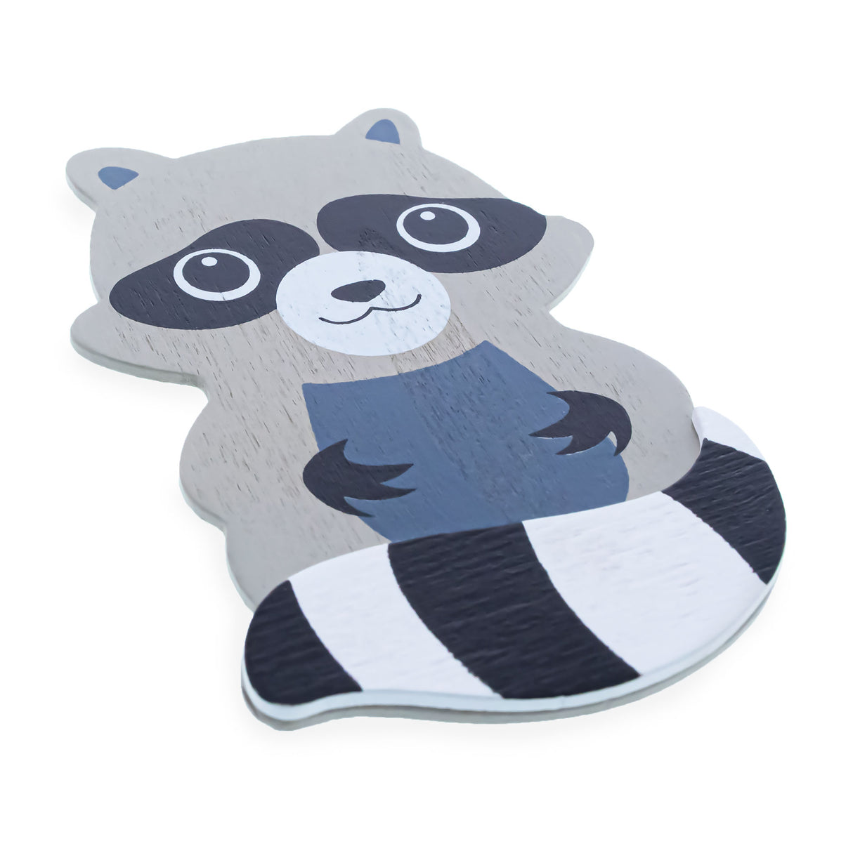 Painted Wooden Raccoon Cutout DIY Craft 4.1 Inches in Gray color,  shape