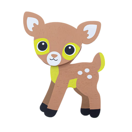 Painted Wooden Spotted Deer Cutout DIY Craft 3.7 Inches in Brown color