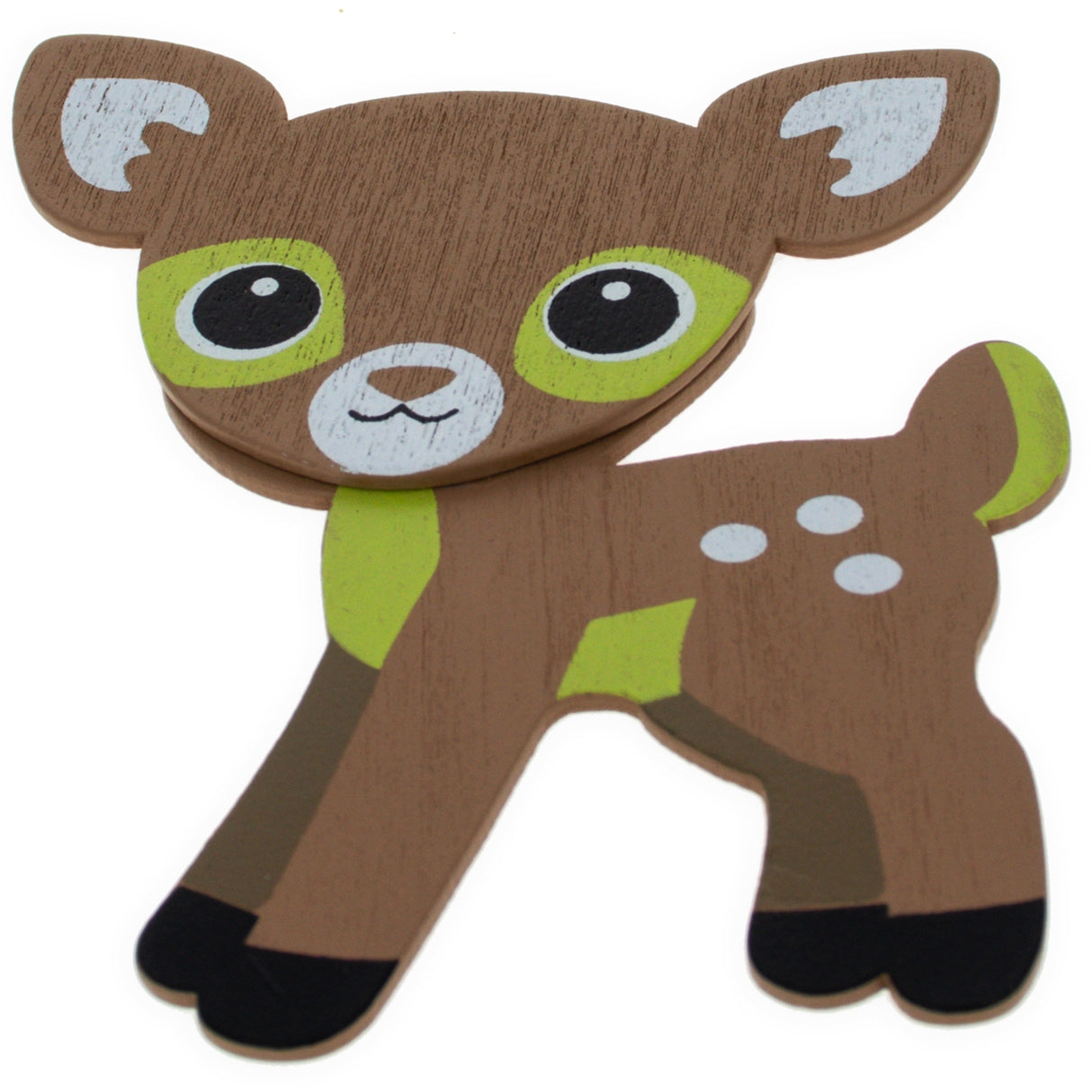 Painted Wooden Spotted Deer Cutout DIY Craft 3.7 Inches in Brown color,  shape