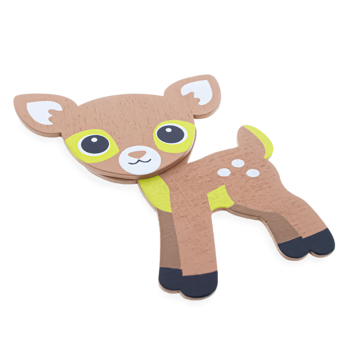 Wood Painted Wooden Spotted Deer Cutout DIY Craft 3.7 Inches in Brown color