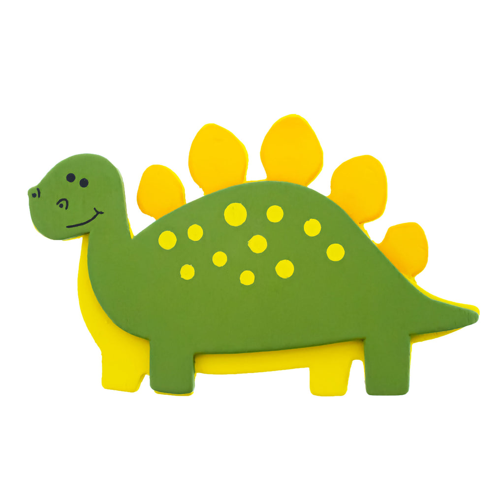 Painted Wooden Stegosaurus Cutout DIY Craft 4 Inches in Green color