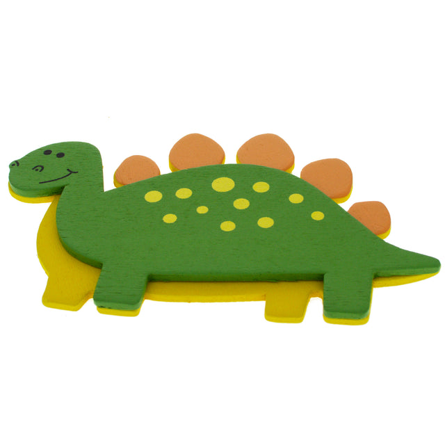 Painted Wooden Stegosaurus Cutout DIY Craft 4 Inches in Green color,  shape