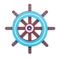Painted Wooden Captain's Wheel Cutout DIY Craft 4 Inches in Blue color