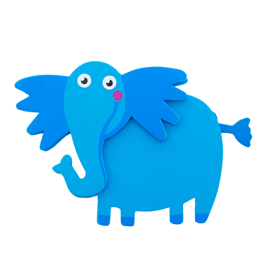 Painted Wooden Elephant Cutout DIY Craft 4.35 Inches in Blue color