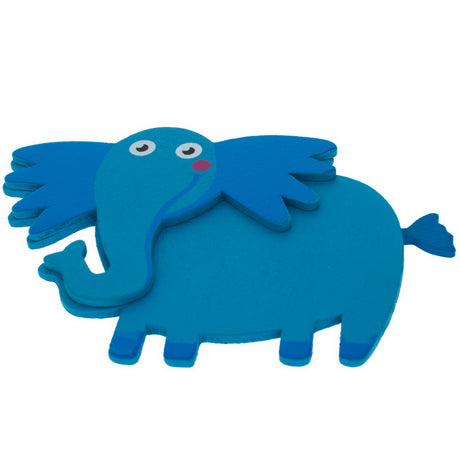 Painted Wooden Elephant Cutout DIY Craft 4.35 Inches in Blue color,  shape