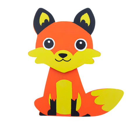 Painted Wooden Fox Cutout DIY Craft 4.3 Inches in Orange color