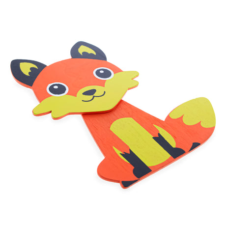 Wood Painted Wooden Fox Cutout DIY Craft 4.3 Inches in Orange color