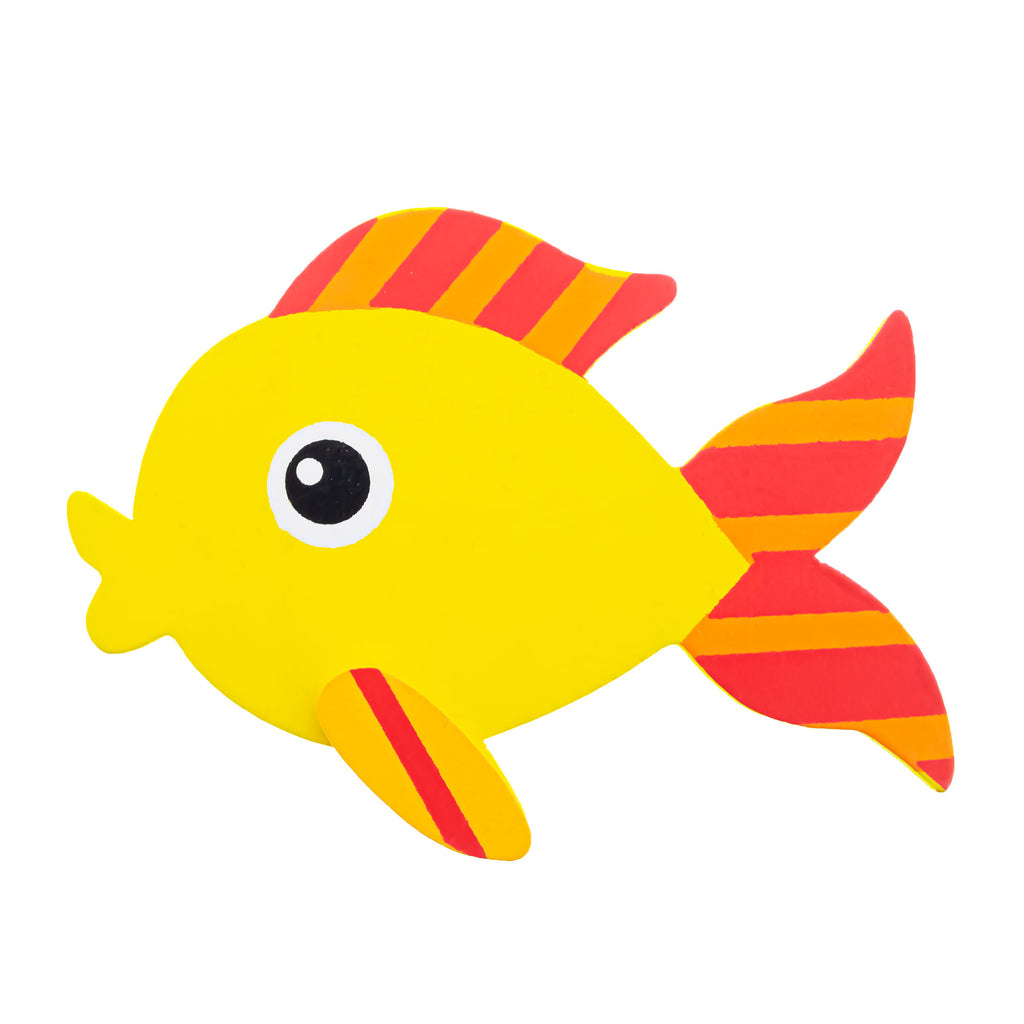 Painted Wooden Fish Cutout DIY Craft 3.9 Inches in Yellow color