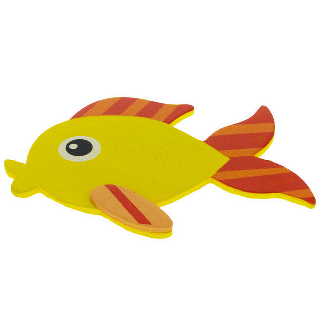 Wood Painted Wooden Fish Cutout DIY Craft 3.9 Inches in Yellow color