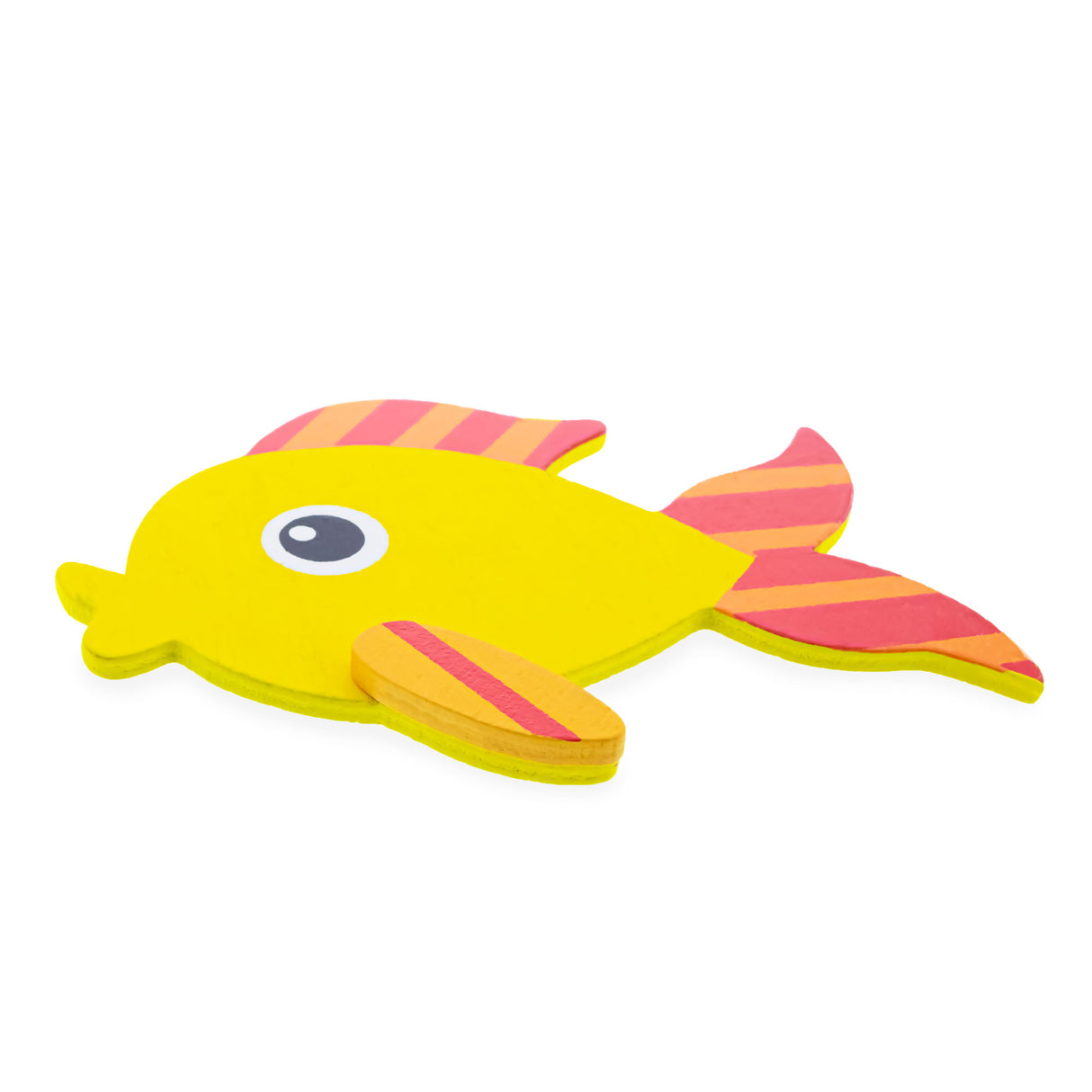 Painted Wooden Fish Cutout DIY Craft 3.9 Inches in Yellow color,  shape