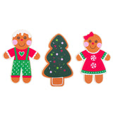 Set of 3 Painted Wooden Gingerbread Cutout DIY Craft 5 Inches in Beige color