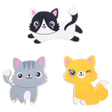 Set of 3 Painted Wooden Cats Cutout DIY Craft 4.5 Inches in Multi color