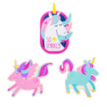 Set of 3 Painted Wooden Unicorns Cutout DIY Craft 5 Inches in Beige color
