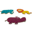 Set of 3 Painted Wooden Safari Animals Cutout DIY Craft 5.1 Inches in Multi color,  shape