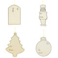 Set of 4 Unfinished Wooden Gift Tags Christmas Theme Cutout DIY Craft 4.7 Inches in Beige color