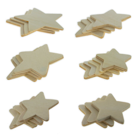 Wood Set of 24 Unfinished Wooden Stars Cutout DIY Craft 4.7 Inches in Beige color Star